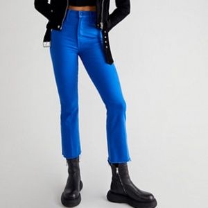 MOTHER The Hustler Coated Ankle Fray Jeans SIZE 29 blue